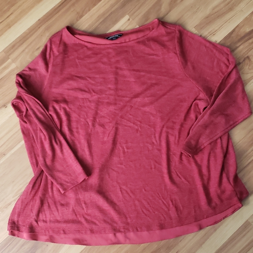 Lands' End barn red knit swing top w open back